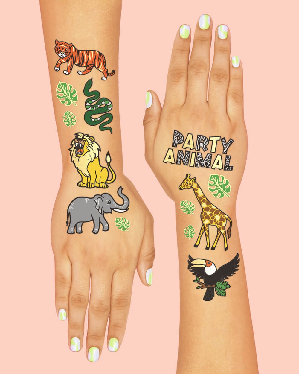 Playwrite Jungle Animals Temporary Tattoos – Kids Party Bag Fillers (5-12 Years)