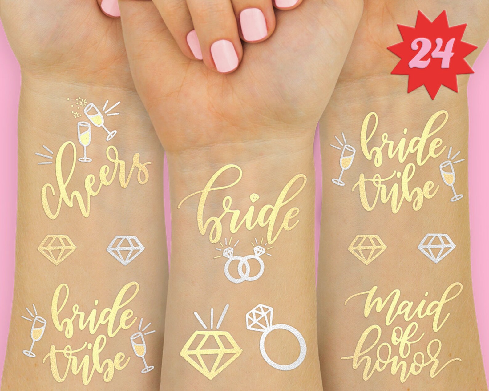 24 Bachelorette Party Temporary Tattoos Bride Tribe Favors Etsy