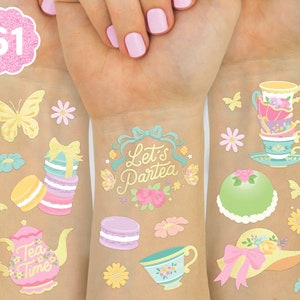 xo, Fetti Tea Party Temporary Tattoos - 61 Glitter Styles | Partea Birthday Party Supplies, Tea Kettle, Cupcakes, Easter, Mother's Day