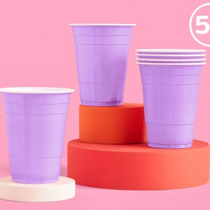 xo, Fetti Party Decorations Lavender Plastic Cups - 50 Purple Matte 16 oz Disposable Cups | Bachelorette Party, Birthday Party, Party Favors, Baby