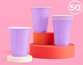 xo, Fetti Party Decorations Lavender Plastic Cups - 50 Purple Matte 16 oz Disposable Cups | Bach, Birthday Party Favor, Baby Shower Supplies