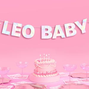 xo, Fetti Leo Baby Birthday Party Iridescent Foil Banner - 5 Ft. | Zodiac Leo, Horoscope, Astrology Bday Party Decorations Gift