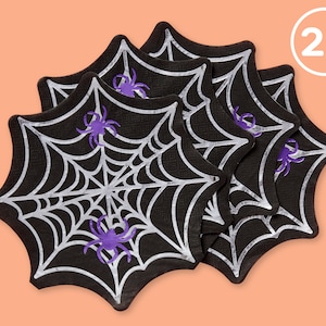 xo, Fetti Halloween Spider Napkins - 25 pk 5.5&quot; | Happy Halloween Party Decorations, Spiderweb Supplies Spooky Tableware, Halloween Napkin