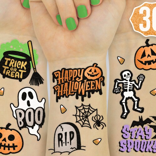 Buy 144pcs Halloween Temporary Tattoos Glow in The Dark for Kids 72  Designs Luminous Waterproof Cartoon Halloween Tattoos Stickers Fake Tattoo  for Kids Boys Girls Trick or Treat Party Supplies Online at