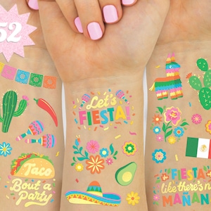 Fiesta Tattoos, Cinco De Mayo Decorations - 52 styles | Fiesta Party Supplies, Final Fiesta Bachelorette + Mexican Decor, Fiesta Birthday