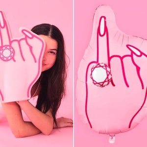 xo, Fetti Bachelorette Ring Finger Pack - 2 Pcs, Foam Finger + XL Balloon | Bachelorette Party Decorations, Bridal Shower Supplies