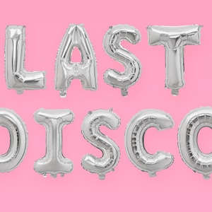 Last Disco 70s Bachelorette Party Decorations - Last Disco 16&quot; Silver Foil Balloons + Bridal Shower, Bride to Be, Disco Ball, Groovy, Space