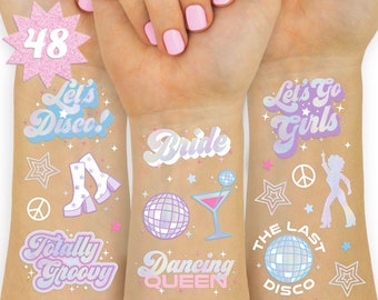 Last Disco Temporary Tattoos - 48 Styles | Bachelorette Party Decoration, Bridesmaid Favor Bride to Be Gift + Bridal Shower Supplies