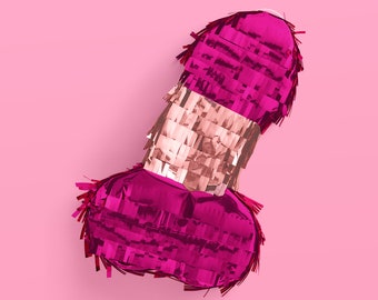 xo, Fetti Penis Pinata - Pink Foil, 11" | Bach Party Decoration, Naughty Bach Party, Bridal Shower Decorations, Same Penis Forever, Gag Gift