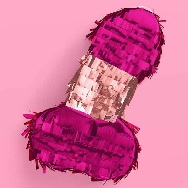 xo, Fetti Penis Pinata - Pink Foil, 11" | Bach Party Decoration, Naughty Bach Party, Bridal Shower Decorations, Same Penis Forever, Gag Gift