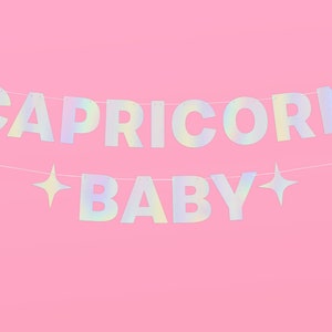 xo, Fetti Capricorn Baby Birthday Party Iridescent Foil Banner - 5 Ft. | Zodiac Capricorn, Horoscope, Astrology Bday Party Decorations Gift