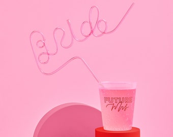 Bachelorette Party XL Light Pink Bride Straw | Bridal Shower Party Decorations | Bride To Be Gift, Bachelorette Party Straw