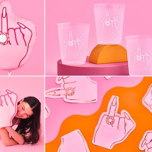 xo, Fetti Bachelorette Ring Finger Pack - 43 Pcs, Foam Finger, Balloon, Cups + Napkins | Bachelorette Party Decorations, Engagement Supplies