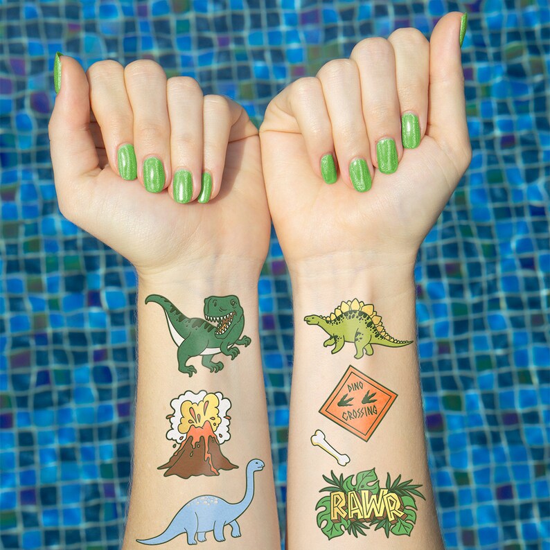 Dinosaur Temporary Tattoos Kids Temporary Tattoos Dinosaur Etsy