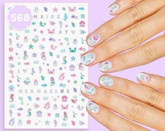 xo, Fetti Kids Mermaid Nail Stickers - 568 Foil Decals | Birthday Girl Summer Party Favors, DIY Home Activity, Under The Sea, Easter Basket