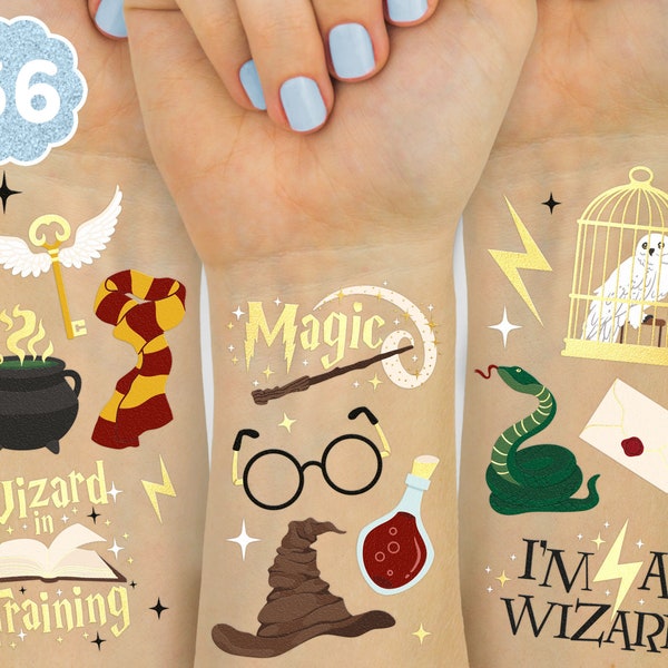 xo, Fetti Wizard Party Temporary Tattoos - 56 Gold Foil Styles | Magical Birthday Decorations, Magic Baby Shower, Wizardry Favor, Witchcraft