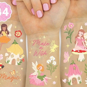 xo, Fetti Woodland Fairy Temporary Tattoos - 84 Foil Styles | Magical Princess Bday Supplies, Forest Baby Shower Decorations, Magic Garden