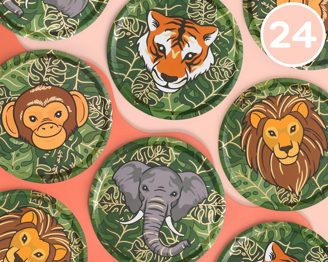 Xo Fetti Jungle Foil Paper Plates  24 Pk 9  Safari