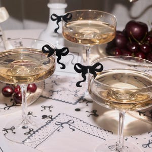 xo, Fetti Black Bow Drink Markers - 8 count, 2" | Tying the Knot Bachelorette Decorations, Emo Birthday Accessory, Girly Party Supplies