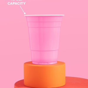 Pink Party Cups, 16 oz, Plastic Disposable Bulk Party Decorations 50 Matte Pink Cups Bachelorette Party, Birthday Party, Party Favors image 2