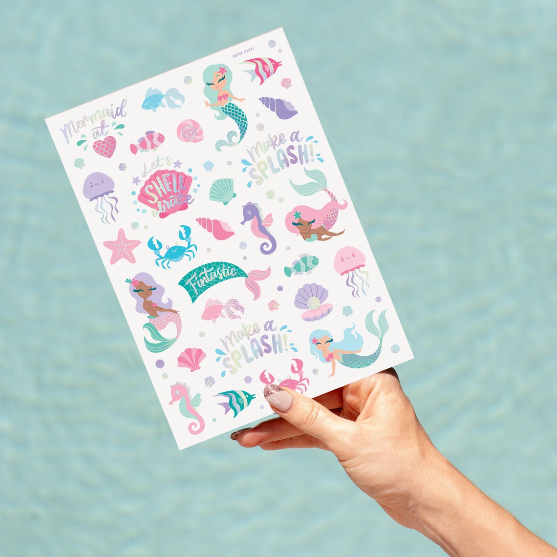 Under the Sea Mermaid Temporary Tattoos 56 Glitter Styles - Etsy