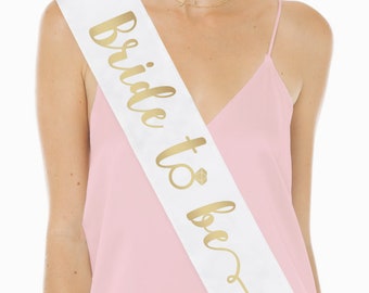 Bridal Shower Decorations | Bachelorette Party Sash | Sash for Bride - Gold Foil | Bride To Be | Bachelorette Favors | Engagement Party Gift