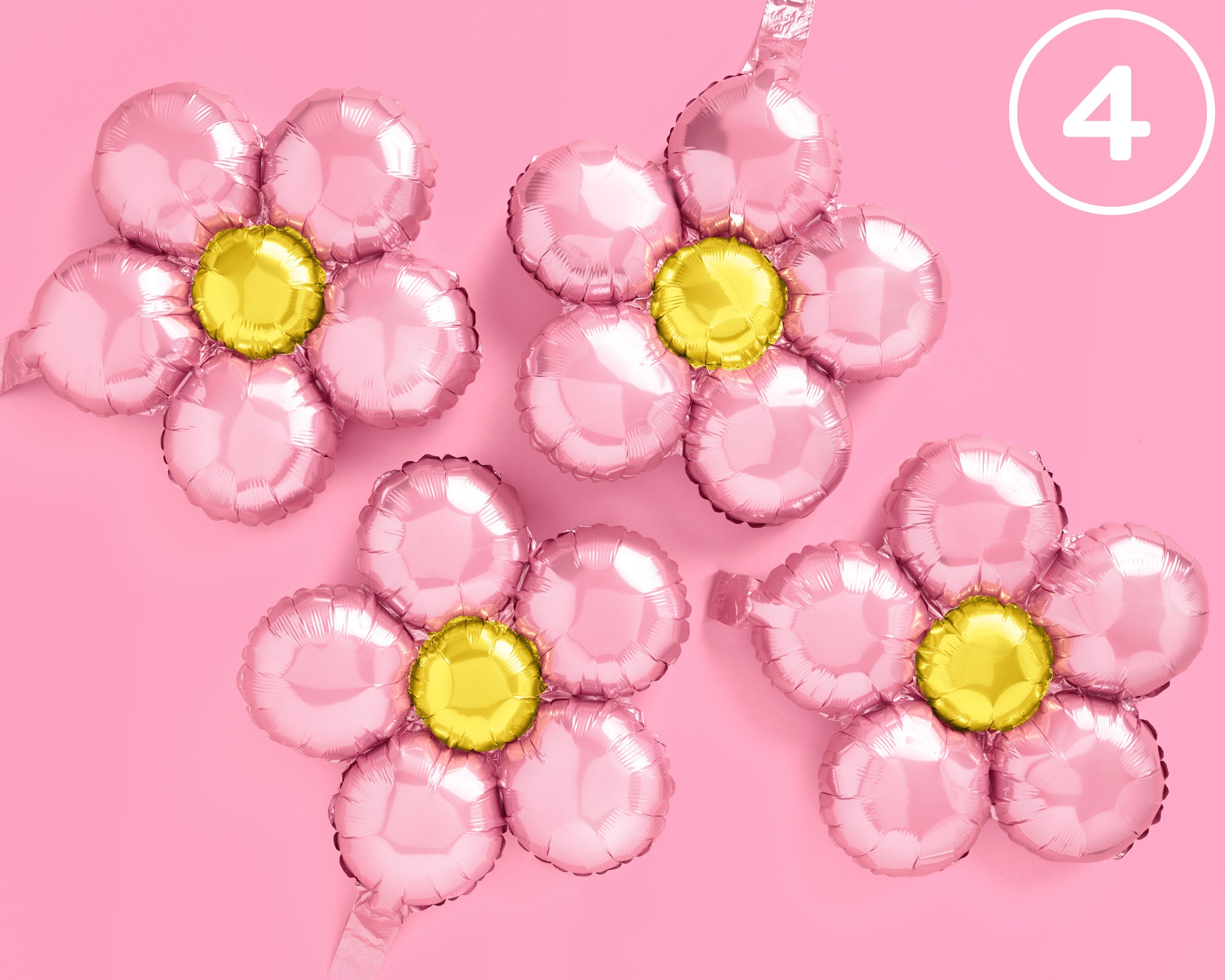 Pastel Pink Flower Balloon Set 4 pc Groovy Birthday Decorations Bachelorette 70s Party Decorations Baby Shower Wedding Photo