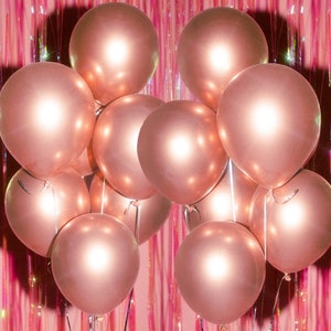 Rose Gold Chrome Balloons - 25 pk, 12&quot; | Bachelorette Party Decorations, Bridal Shower Supplies, Birthday Party, Engagement Latex Balloons