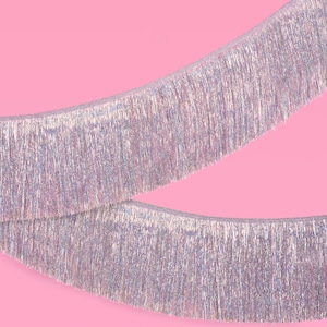 xo, Fetti Silver Iridescent Fringe Banner - 5 Ft. | Bach Party Decorations, Birthday Party Decor, 21st Bday Decor, HBD, Photo Booth Backdrop