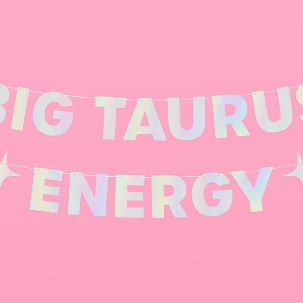 xo, Fetti Big Taurus Energy Birthday Party Iridescent Foil Banner - 5 Ft. | Zodiac Taurus, Horoscope, Astrology Bday Party Decorations Gift