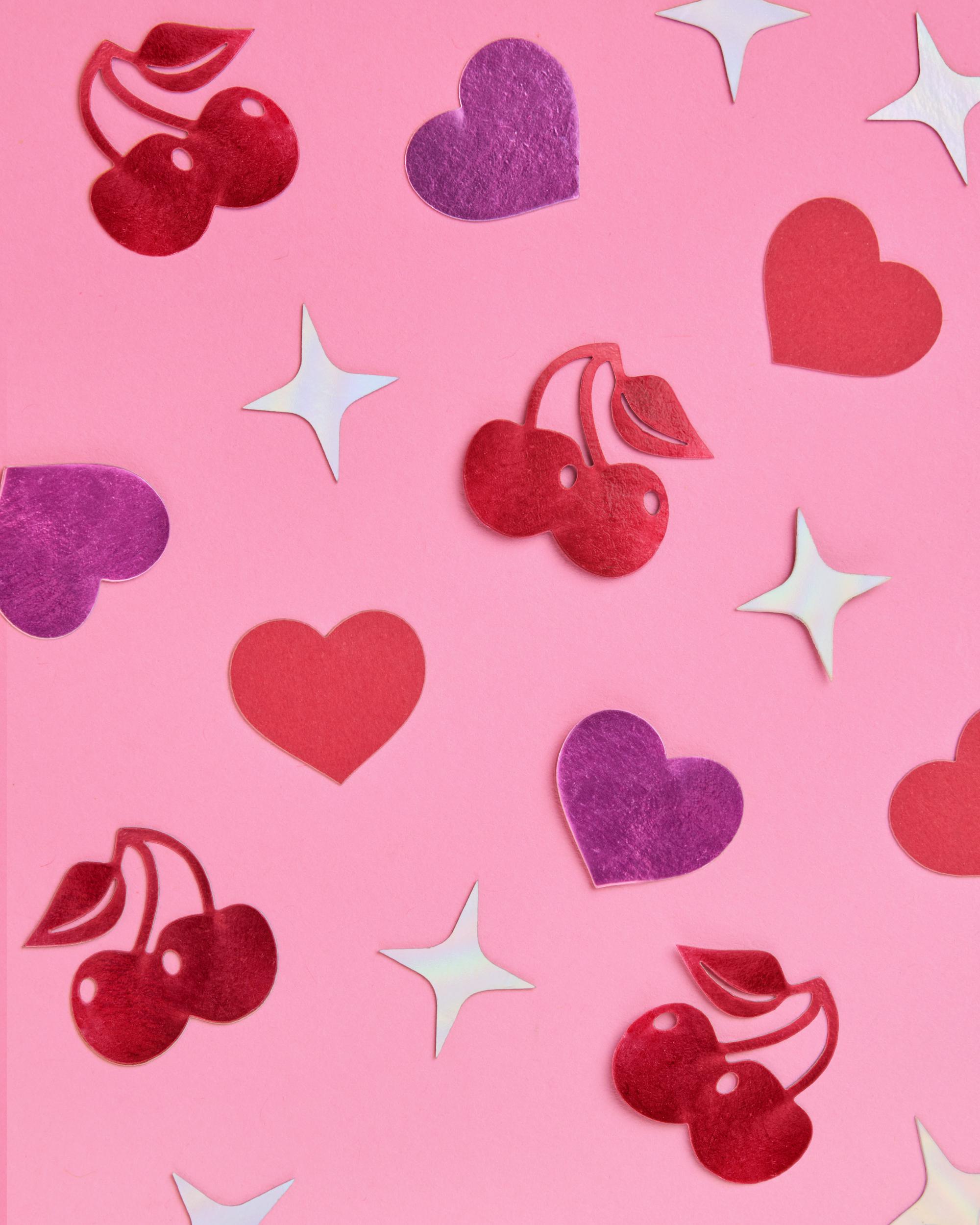 Valentinstagskonfetti Mit Kirschherzen – 200 Stück, Rosa & Rot Glitzernd Für Partys & Tischdeko