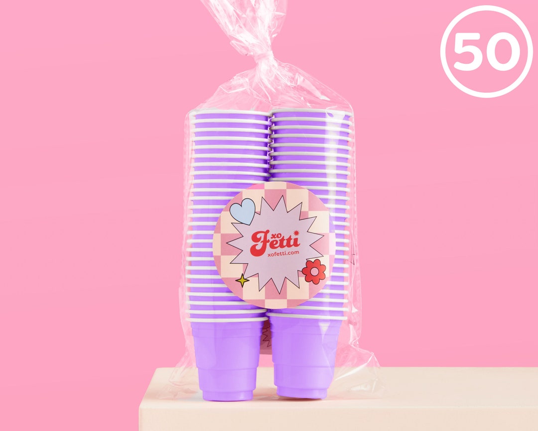Xo, Fetti Party Decorations Lavender Purple Plastic Shot Glasses 50