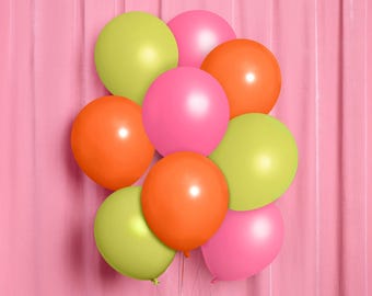 xo, Fetti Pink Orange + Green Balloon Pack  24 Latex Balloons Summer Party Palm Royale Island Hawaiian Birthday Decorations Kids Beach Pool