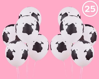 Cow Print Latex Balloons - 25 pk, 12&quot; | Bachelorette Party Decorations, Last Rodeo, Bridal Shower, Birthday Party, Baby Shower