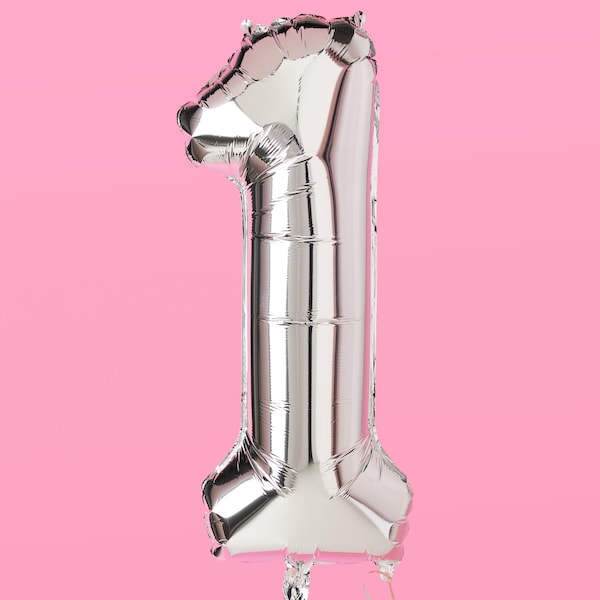 Number 1 40 Inch Jumbo Silver Foil Birthday Balloon | One Bday Party Decorations, 1st, 10th, 11, 21, 21st, 31, 41, 51 Anniversary Graduation