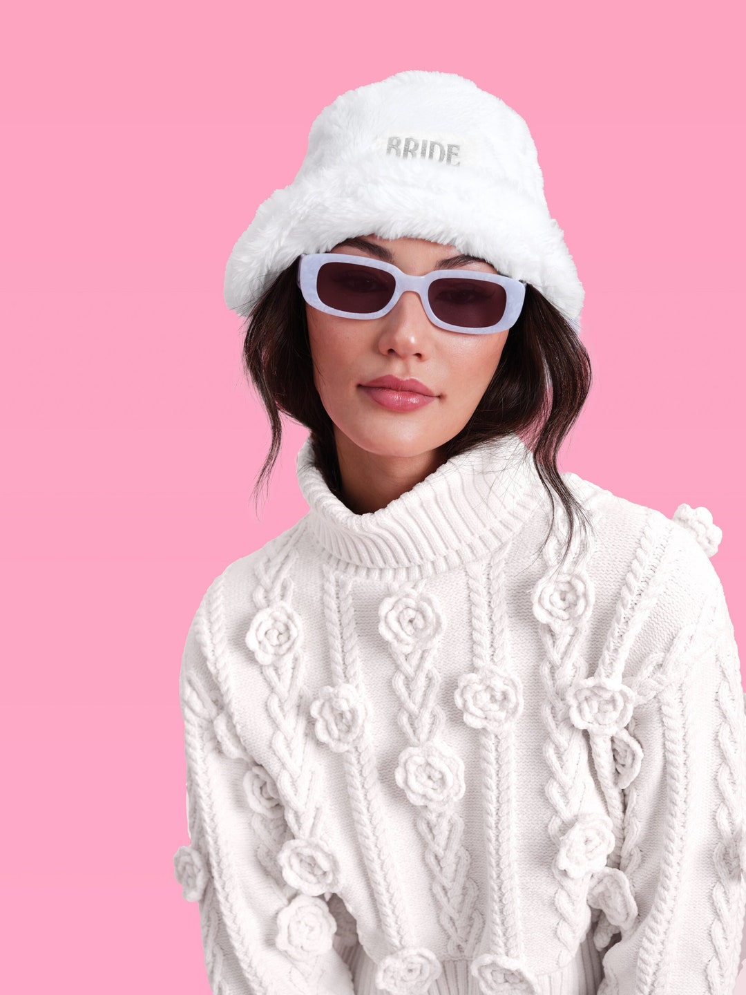 Xo, Fetti Bachelorette Party Decorations White Bride Fur Bucket Hat