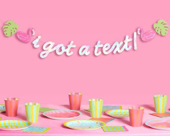 xo, Fetti I Got a Text Banner - Blue Iridescent Foil, 6 Ft. | Island Bachelorette Decoration, Love Villa Birthday Backdrop, Reality TV Party