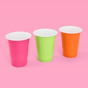 Xo, Fetti Pink, Orange + Green Plastic Cups - 50 Disposable 16oz Cups ...