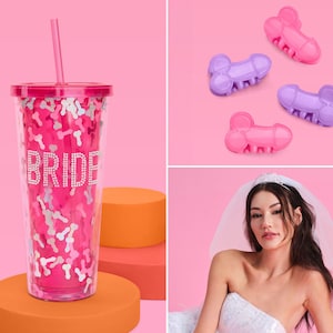 xo, Fetti Bachelorette Naughty Bundle | Tiara Veil, Tumbler + Hair Clips | Bach Party Accessory, Bride To Be Decoration, Bridal Shower Gift