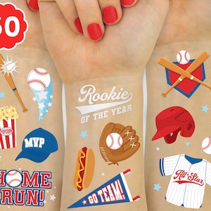 xo, Fetti Baseball Temporary Tattoos - 25 Foil Styles | Baseball Birthday Party, Boys + Girl Sports, Party Supplies, Baseball Baby Shower