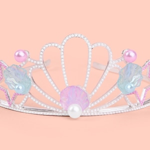 xo, Fetti Mermaid Tiara - Pastel Pearls + Lightweight Metal | Mermaid Birthday Party Supplies, Under The Sea Decorations, Princess Accessory