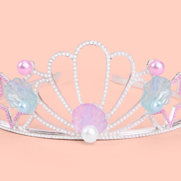 xo, Fetti Mermaid Tiara - Pastel Pearls + Lightweight Metal | Mermaid Birthday Party Supplies, Under The Sea Decorations, Princess Accessory
