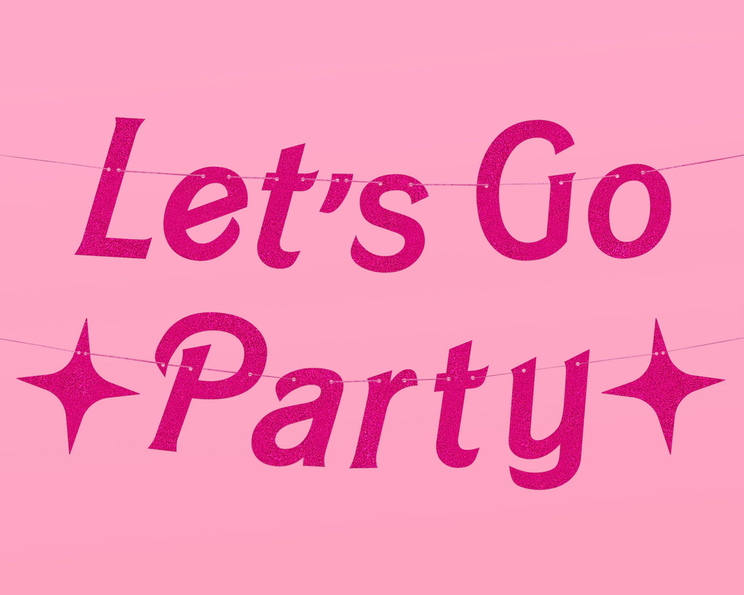 xo Fetti Lets Go Party Pink Glitter Banner 5 Ft Bachelorette Party Decorations Pink Birthday Party SuppliesCute Photo