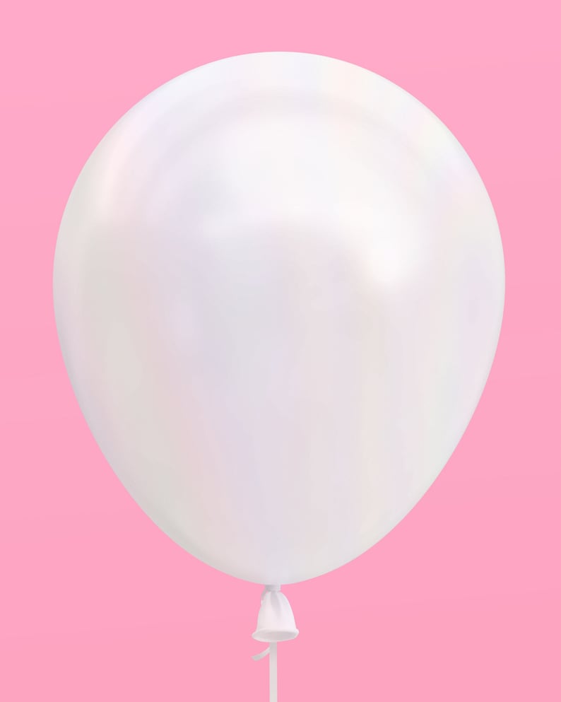 May include: A white balloon against a pink background.