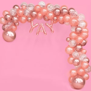 xo, Fetti Rose Gold Balloon Arch - 150 pc, Birthday Party, Bachelorette, Wedding, Bridal Shower, Foil Kit, YAY, Baby Shower, Event