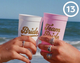 Team Bride Cups, Bachelorette Party Cups, 13 pk | Team Bride Stadium Drinkware, Bride to be, Bach Party Decorations, Bride Gift, Drink Pouch