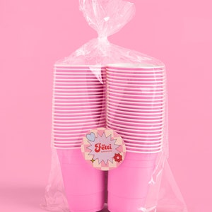 Pink Party Cups, 16 oz, Plastic Disposable Bulk Party Decorations 50 Matte Pink Cups Bachelorette Party, Birthday Party, Party Favors image 4