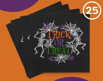 Xo, Fetti Halloween Plates - 24 Pcs | Halloween Tablescape, Spooky Season Setting, Haunted House Party, Checkered Kids Table Decor