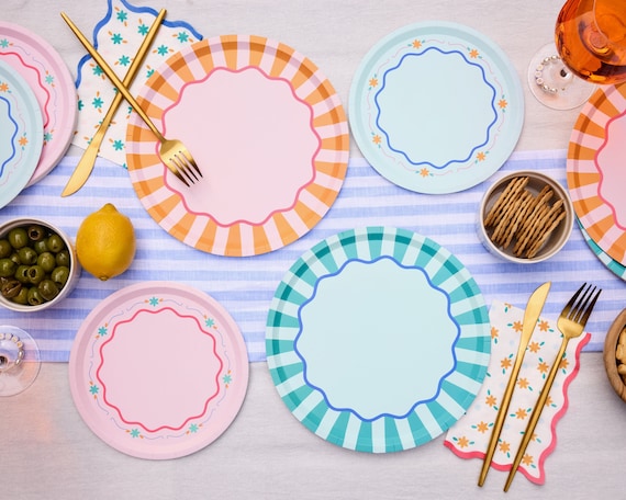 Blue paper plates discount