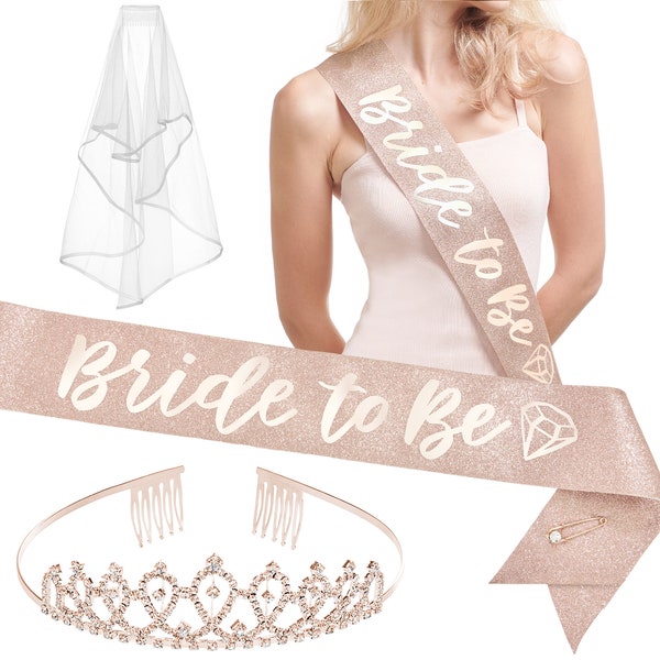 Rose Gold Bachelorette Party Decorations Kit - Bridal Shower | Bride to Be Sash, Bride Tribe Tattoos